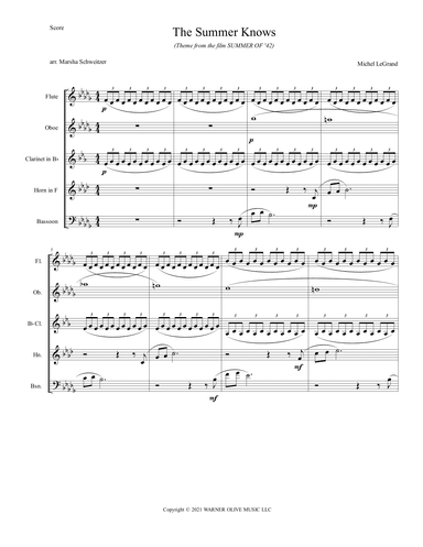 Summer Of 42 (arr. Marsha Schweitzer)