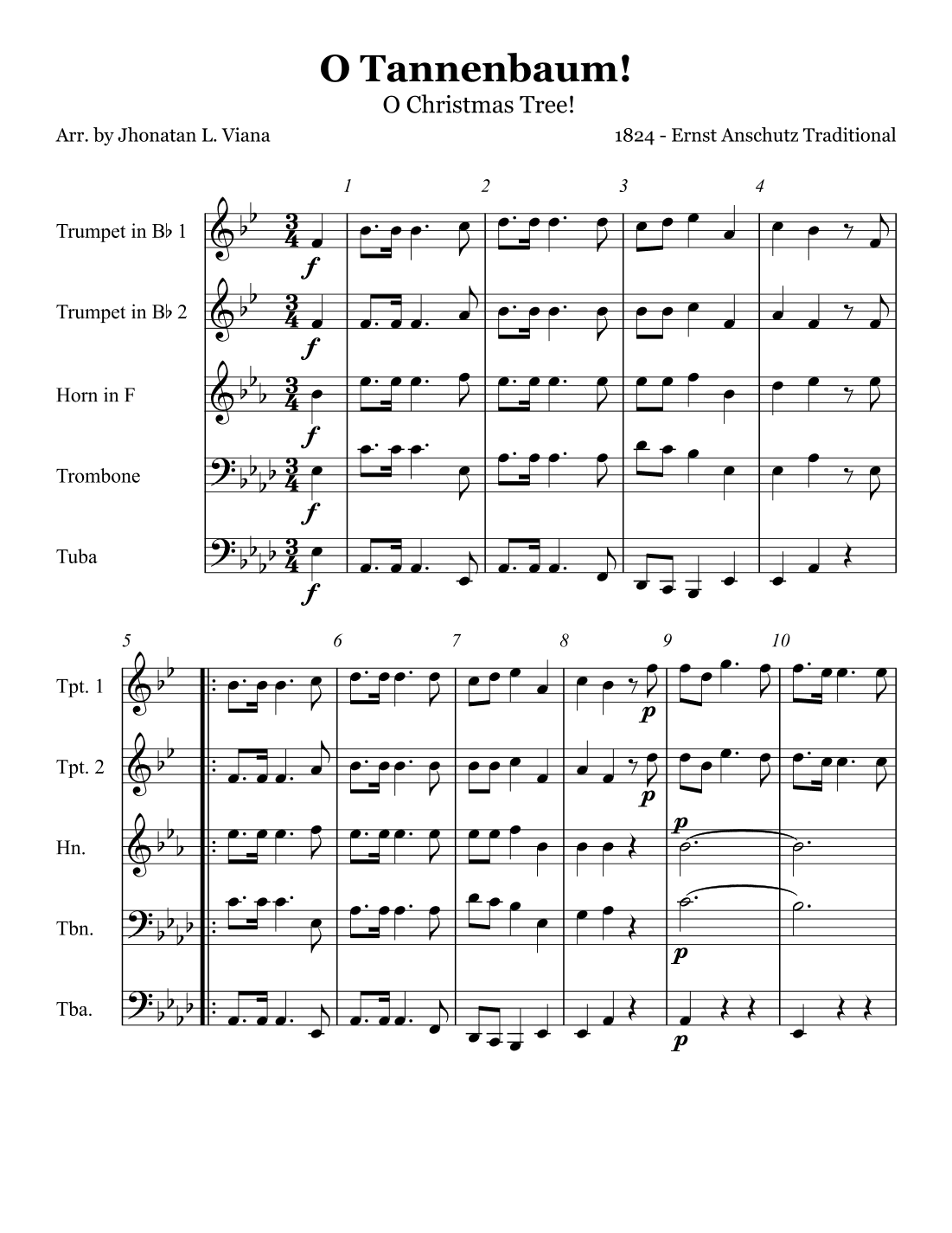 Oh! Tannenbaum! (Oh! Christmas Tree!) (arr. Jhonatan Lucio Viana)