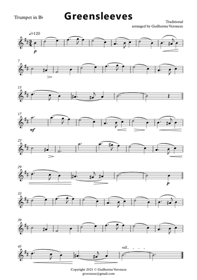 Greensleeves (Trumpet + Trombone) (arr. Guilherme Veroneze)