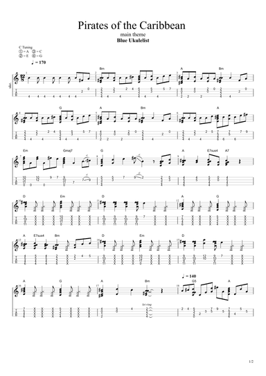 He's A Pirate (arr. Blue Ukulelist)
