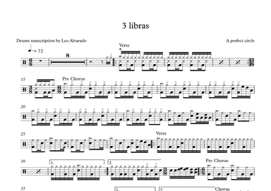 3 Libras (arr. Drum Transcription: Leo Alvarado)