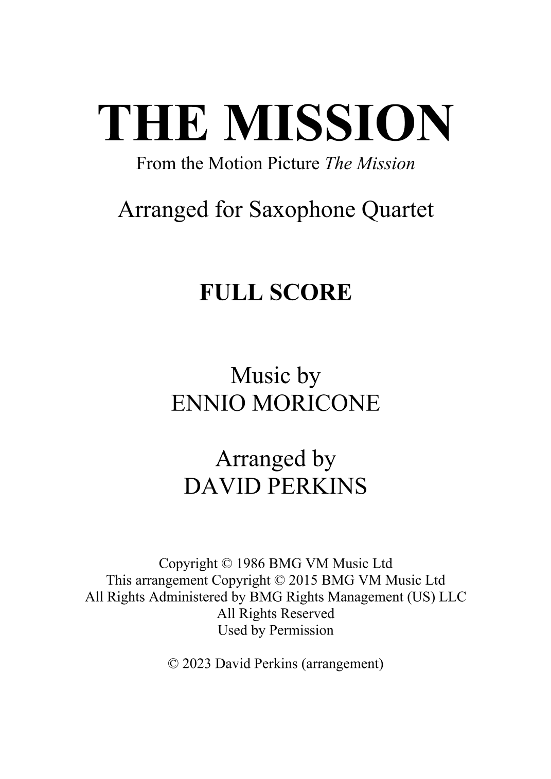 The Mission (arr. David Perkins)