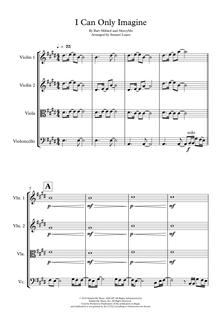 I Can Only Imagine (arr. Amauri Lopes)