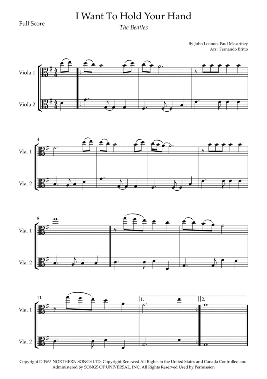 I Want To Hold Your Hand (arr. Fernando Britto)