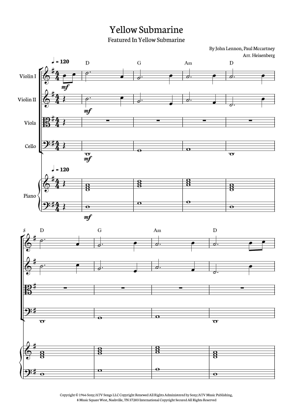 Yellow Submarine (arr. Heisenberg)