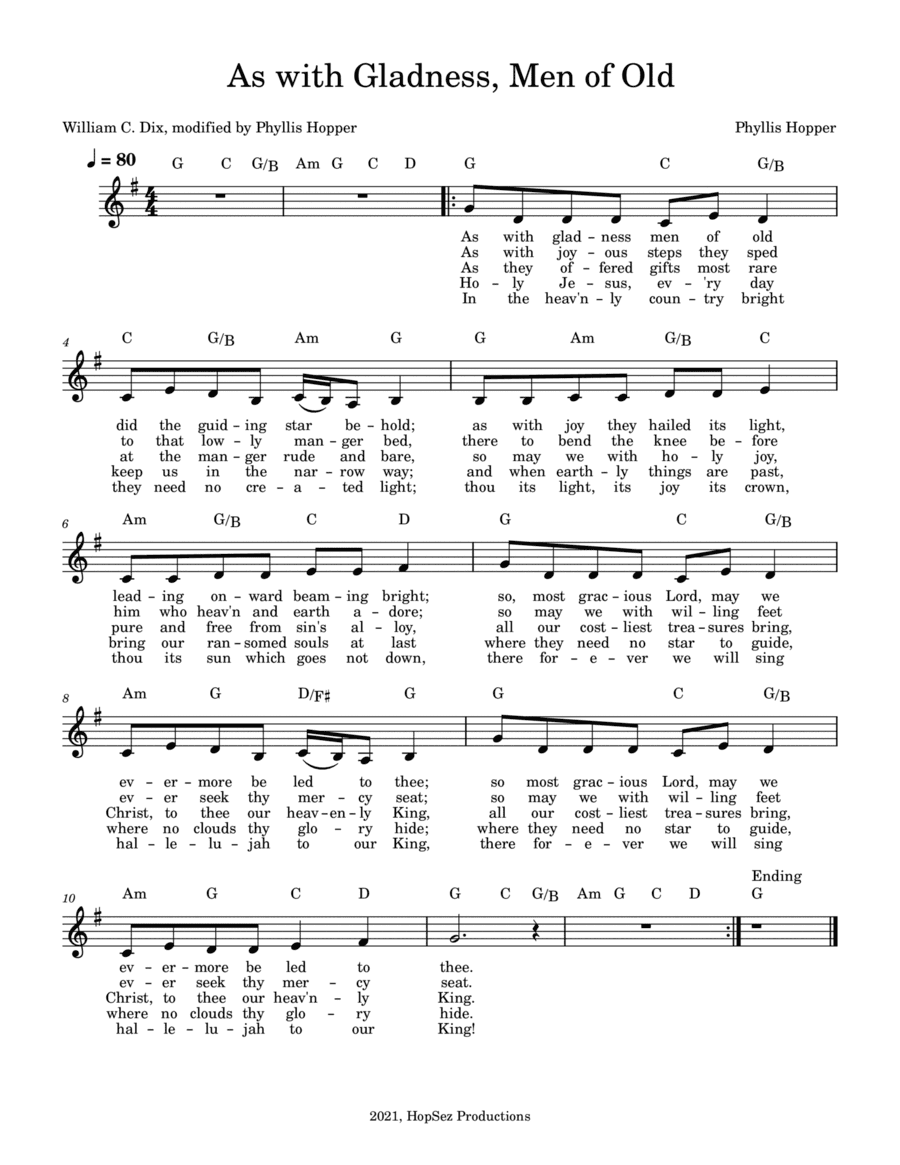 As With Gladness Men of Old (arr. Phyllis Hopper)