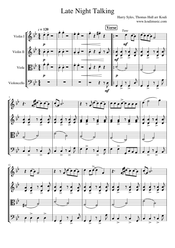 Late Night Talking (arr. KoaliMusic)