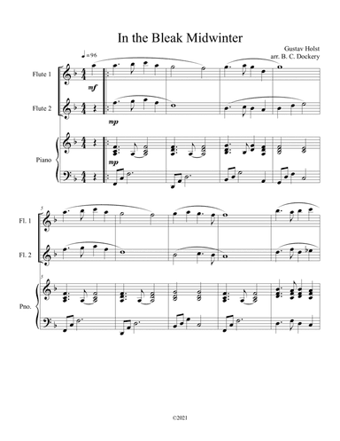 In the Bleak Midwinter (Flute Duet with Piano Accompaniment) (arr. B. C. Dockery)