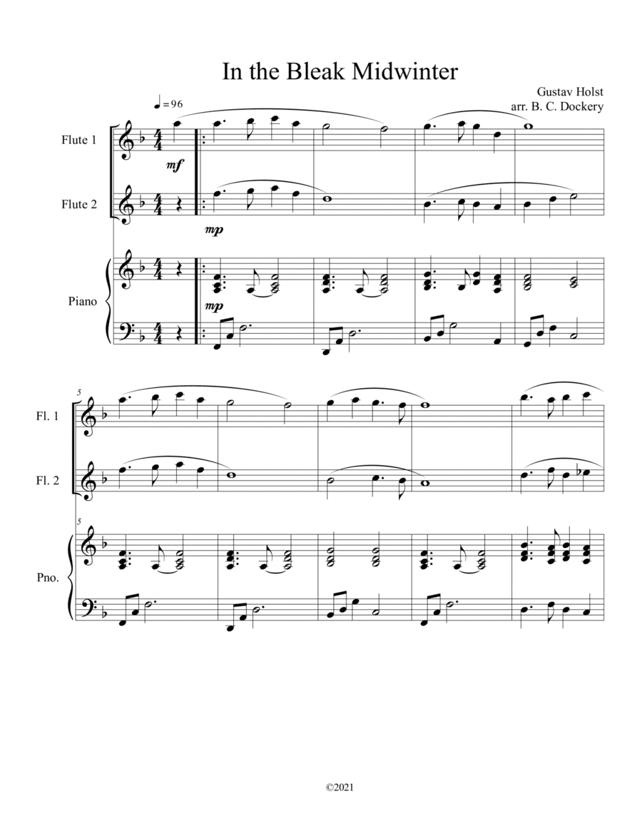 In the Bleak Midwinter (Flute Duet with Piano Accompaniment) (arr. B. C. Dockery)