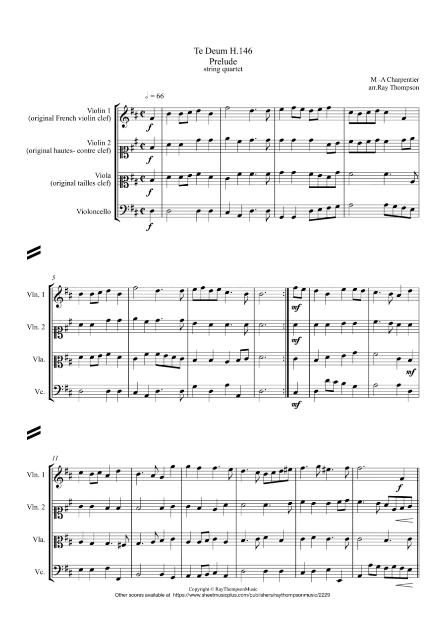 Charpentier: Te Deum H.146 Prelude _ string quartet (arr. Ray Thompson)