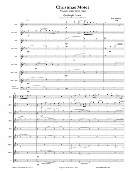 Mouton: Christmas Motet for Flute Choir (arr. James M. Guthrie)