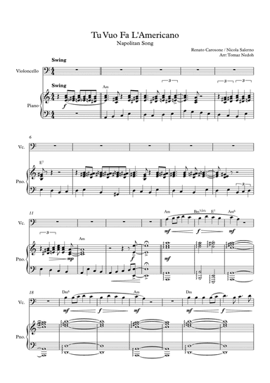 Tu Vuo Fa L'americano (arr. Tomaz Nedoh)