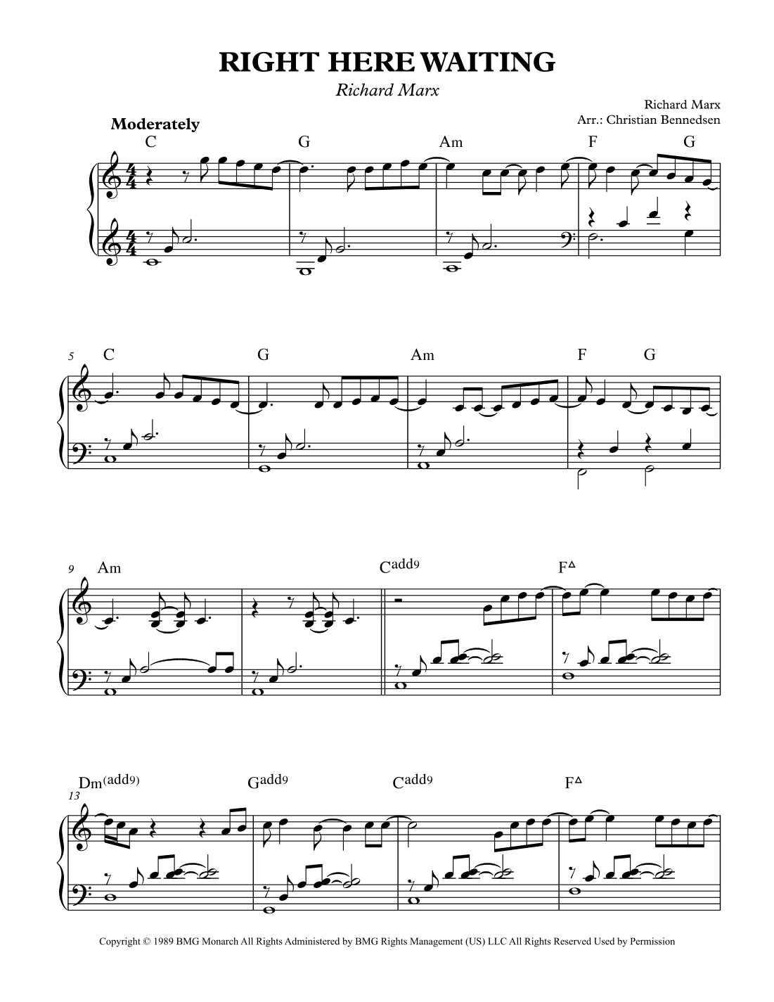 Right Here Waiting (arr. Christian Bennedsen)