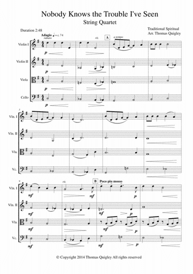 Nobody Knows the Trouble I've Seen (arr. Thomas Quigley)
