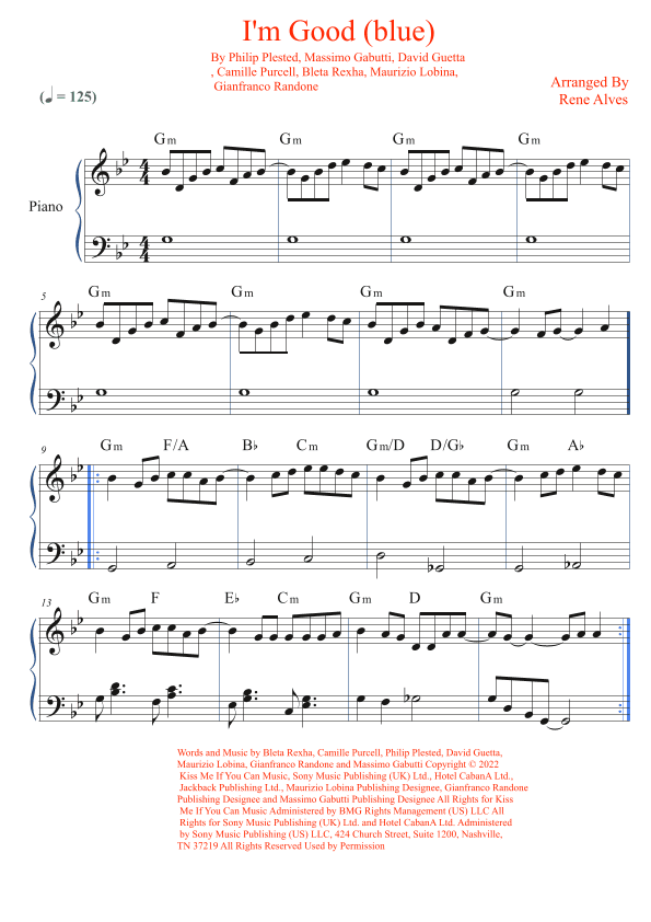 I'm Good (blue) (arr. Rene Alves)