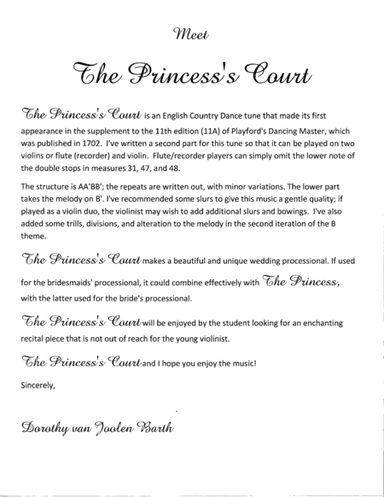 Romantic Playford: The Princess's Court (arr. Dorothy van Joolen Barth)
