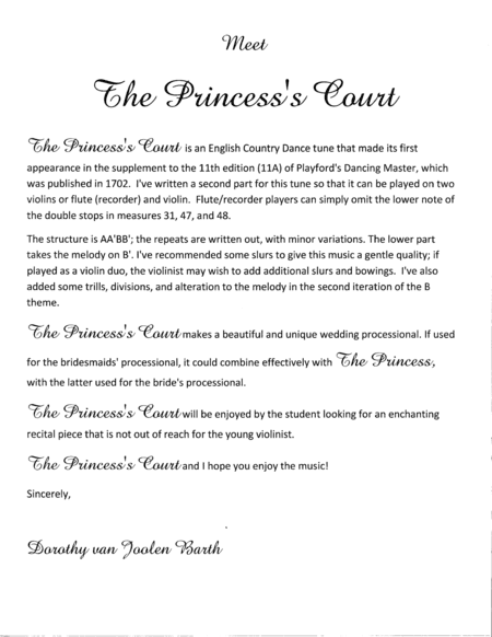 Romantic Playford: The Princess's Court (arr. Dorothy van Joolen Barth)