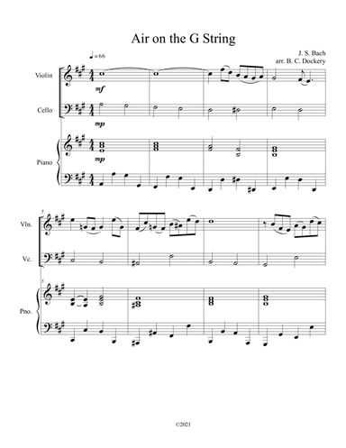 Air on the G String (Violin and Cello Duet) with opt. piano accompaniment (arr. B. C. Dockery)