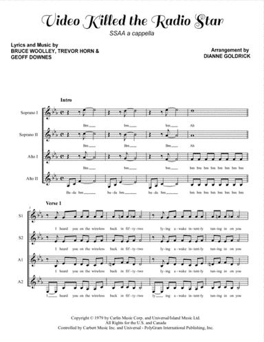 Video Killed The Radio Star (arr. Dianne Goldrick)