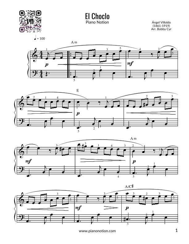 El Choclo (Easy Piano) (arr. Bobby Cyr)