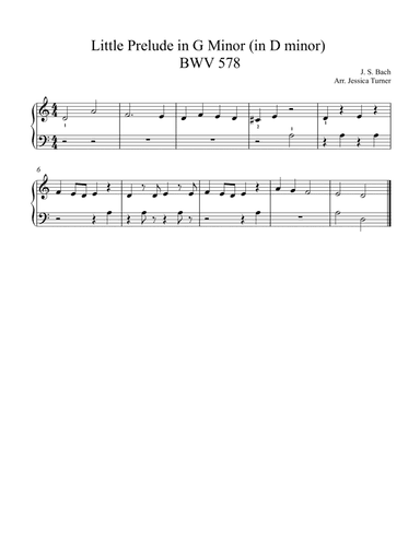 Little Prelude in G Minor (in D minor) (arr. Jessica Turner)