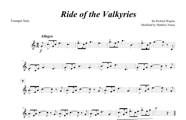 Ride of the Valkyries (Trumpet solo) (arr. Matthew Nunes)