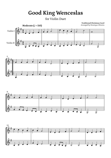 Good King Wenceslas (Violin Duet) - Beginner Level (arr. Henrique Oliveira)