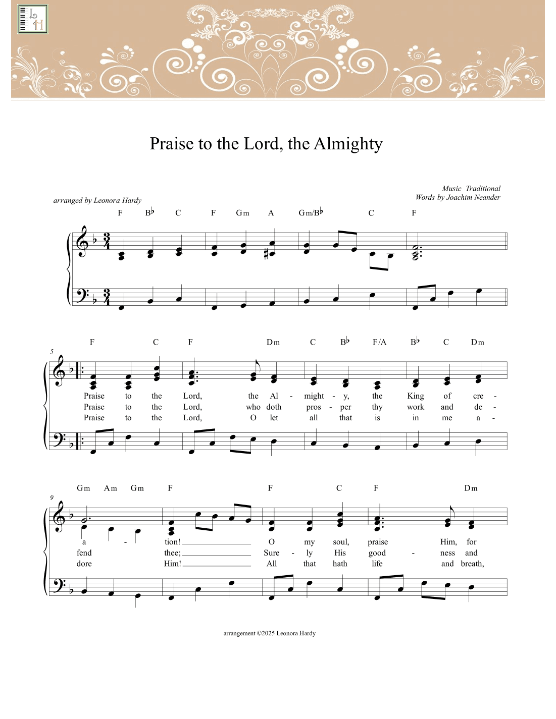 Praise to the Lord, The Almighty (arr. Leonora Hardy)