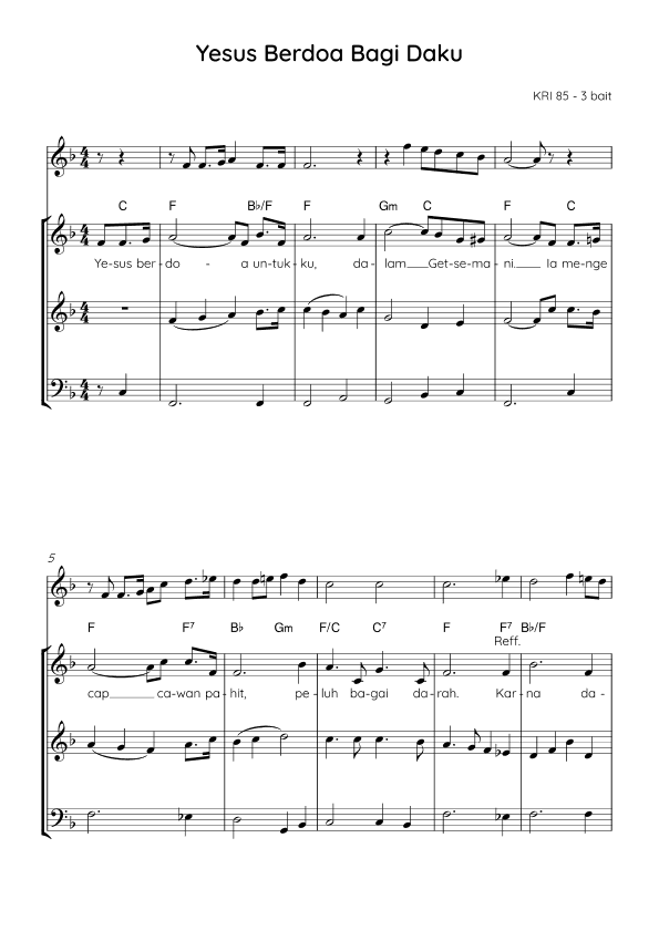 It was Alone the Savior Prayed - Score Only (arr. Angie Wiranata)