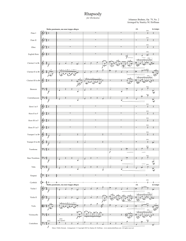 Rhapsody, Op. 79, No. 2 (arr. Stanley M. Hoffman)