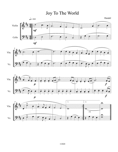 Joy To The World (violin and cello duet) (arr. B C Dockery)