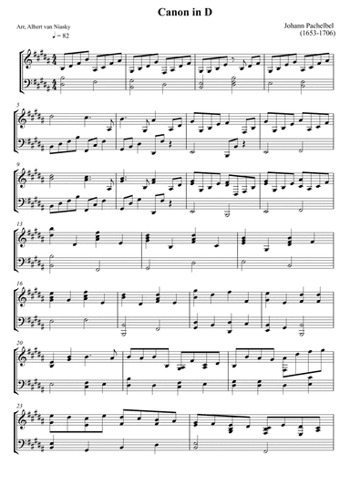 Johann Pachelbel - Canon in D - B major key (arr. Albert van Niasky)