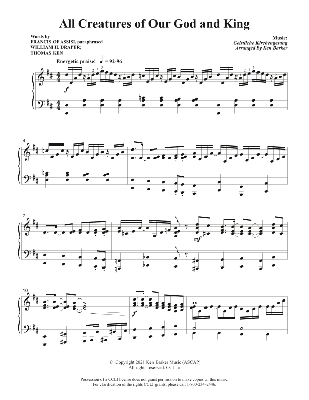 All Creatures of Our God and King (arr. Ken Barker)