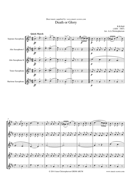 Death or Glory March - Sax Quintet (arr. Anne L Christopherson GRSM ARCM)