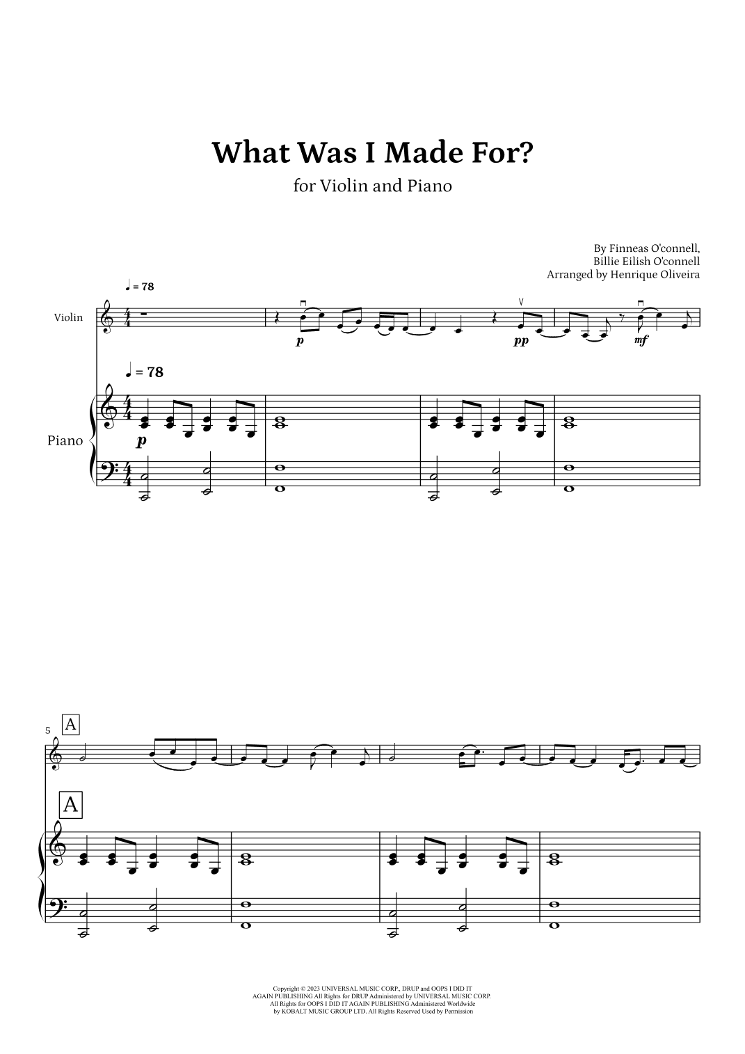What Was I Made For? (arr. Henrique Oliveira)