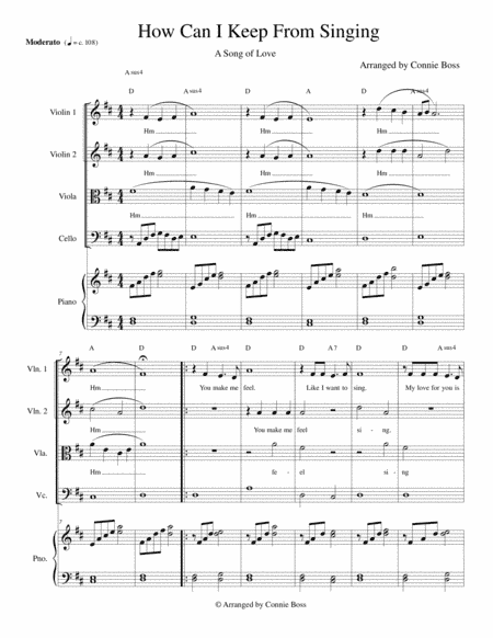 How Can I Keep From Singing - Love - strings, vocal trio and piano (arr. Connie Boss)