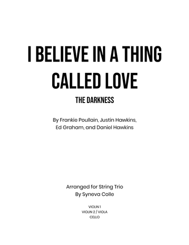 I Believe In A Thing Called Love (arr. Syneva Colle)