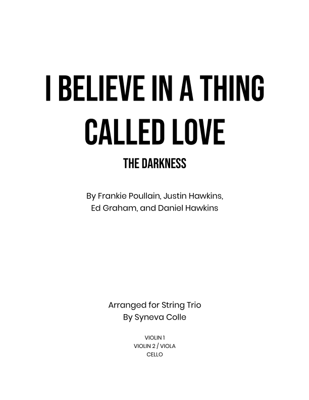 I Believe In A Thing Called Love (arr. Syneva Colle)