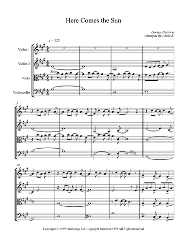 Here Comes The Sun (arr. Alicia S.)