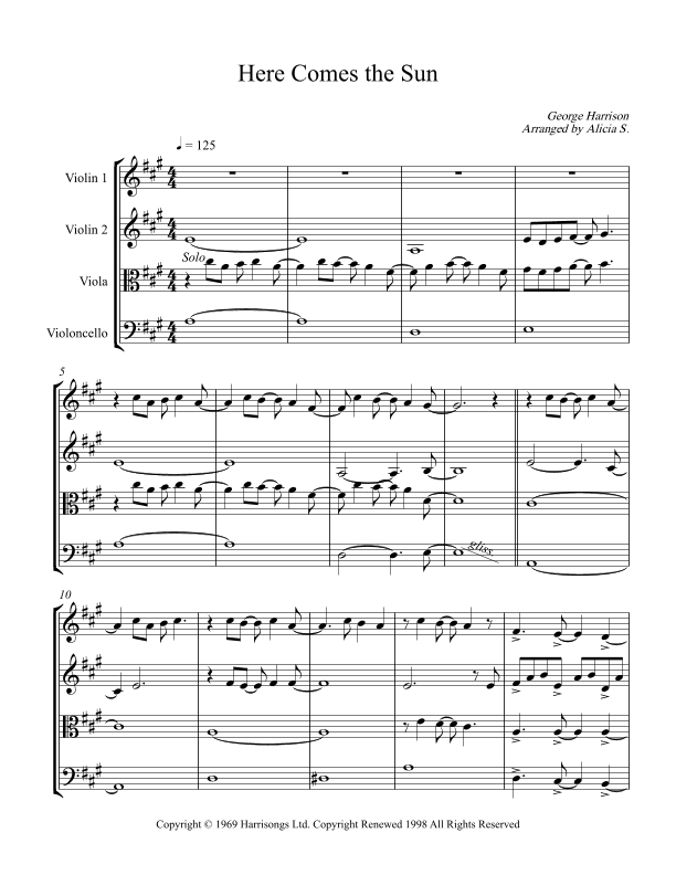 Here Comes The Sun (arr. Alicia S.)