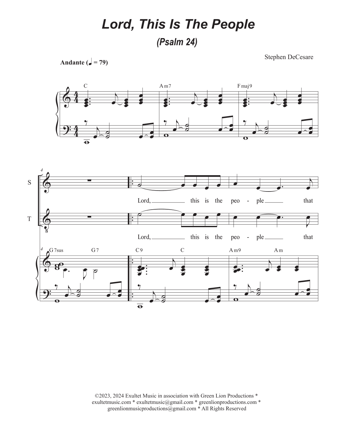 Lord, This Is The People (Psalm 24) (Vocal Quartet - (SATB)