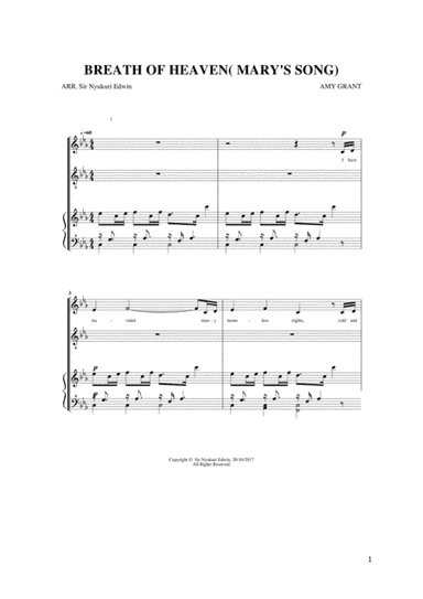 Breath Of Heaven (Mary's Song) (arr. Sir Nyukuri Edwin)