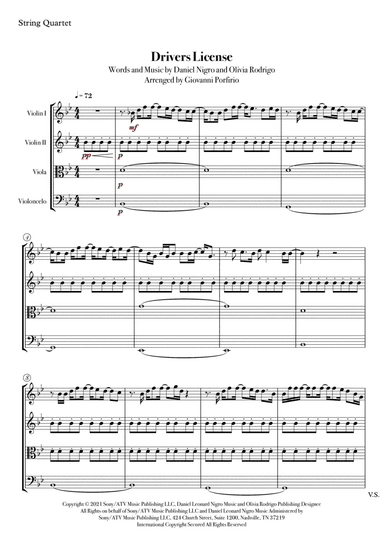 Drivers License (arr. Giovanni Porfirio)