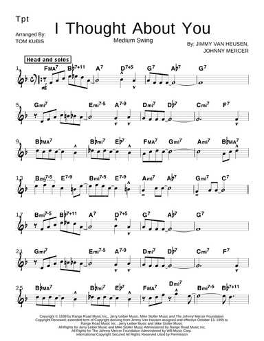 I Thought About You (arr. Tom Kubis)