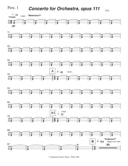 Concerto for Orchestra, opus 111 (2005) Percussion part 1