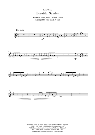 Beautiful Sunday (arr. Kaiserin Rebecca)