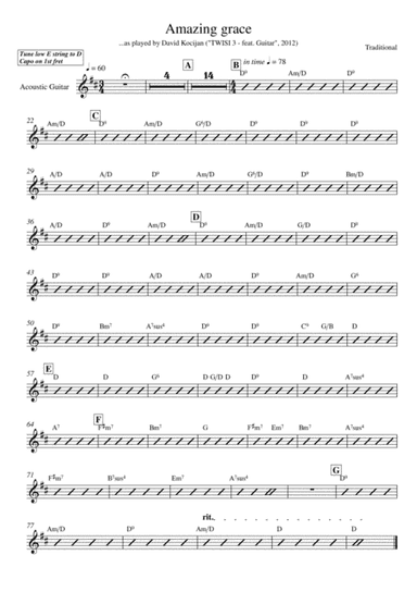 Amazing grace (guitar & soprano sax) - INTERMEDIATE (arr. David Kocijan & Davor Simunic)