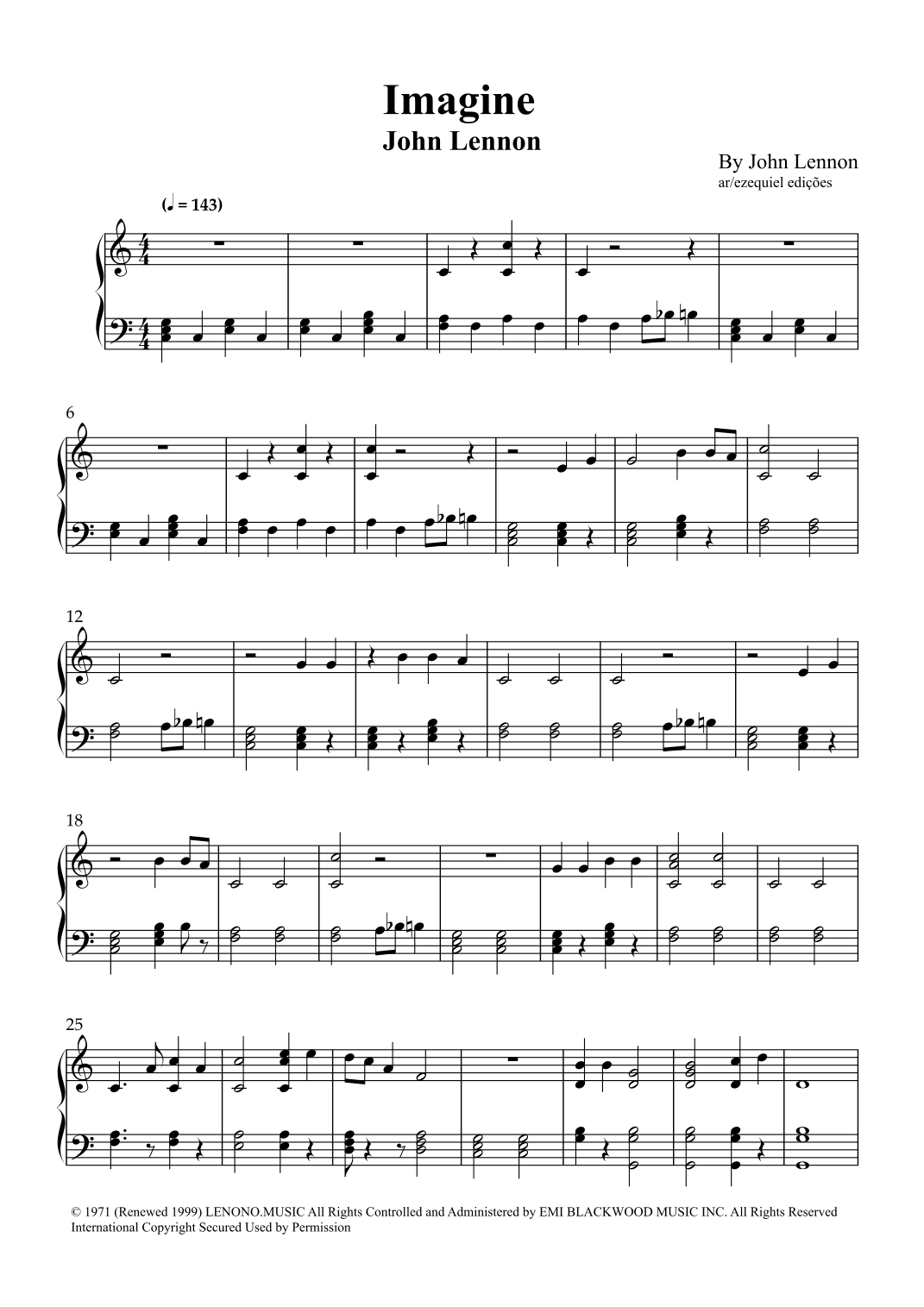 Imagine (arr. BY EZEQUIEL EDIÇÕES)