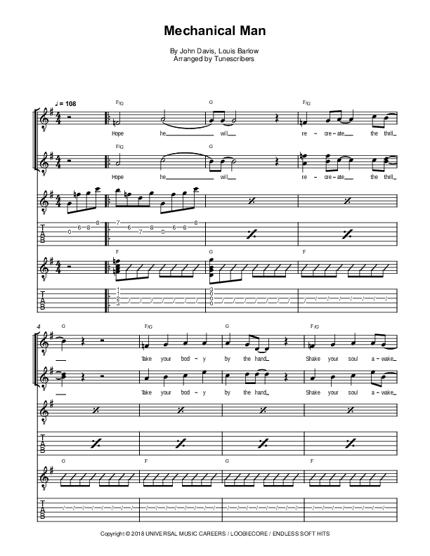 Mechanical Man (arr. Tunescribers)