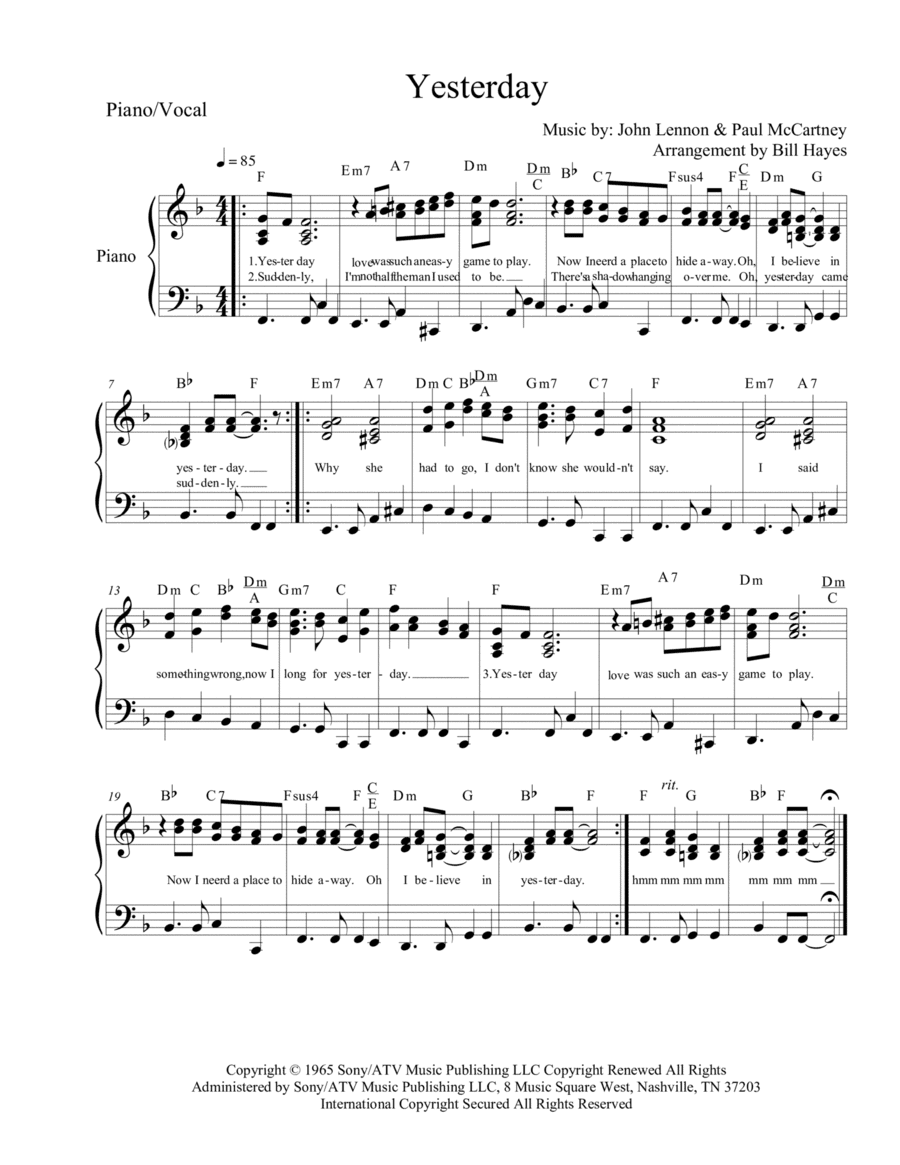 Yesterday (arr. Bill Hayes)